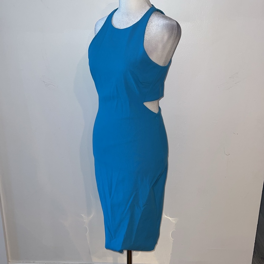 ELIZABETH AND JAMES COCKTAIL CUTOUT BACK SHEATH DRESS, HYACINTH